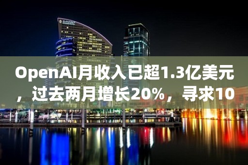 OpenAI月收入已超1.3亿美元，过去两月增长20%，寻求1000亿美元估值